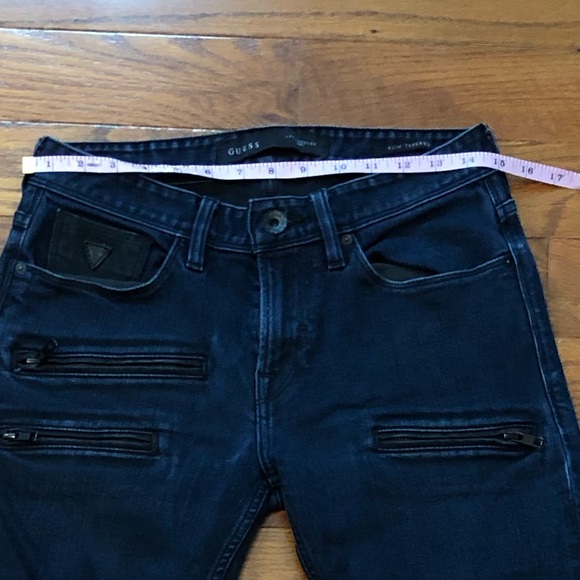 Guess Slim Tapered Jeans Women's 29 Blue with Black Zipper Details - Picture 6 of 12